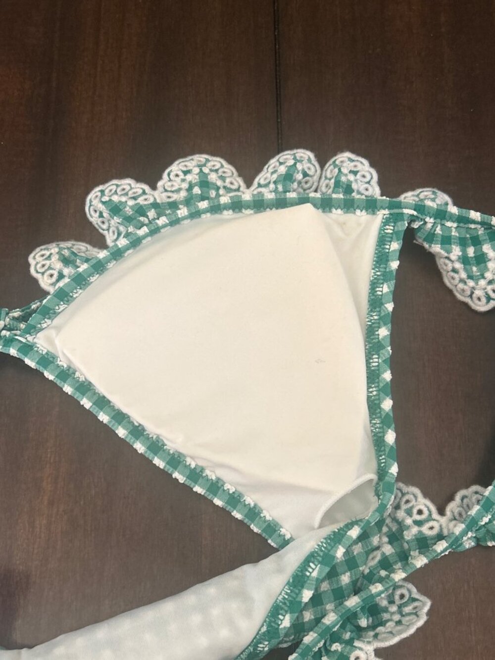 J.Crew Green Gingham & Lace Ruffle Bikini Set Size XS Women's Swimwear - Picture 8 of 15